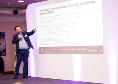 Thomas Emmett presenting at the SENsible24 SENCO Conference around the EHCP law.