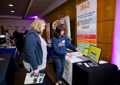 KAZ-Type talking to a SENCO about their touch-typing software at SENsible24 SENCO Conference.