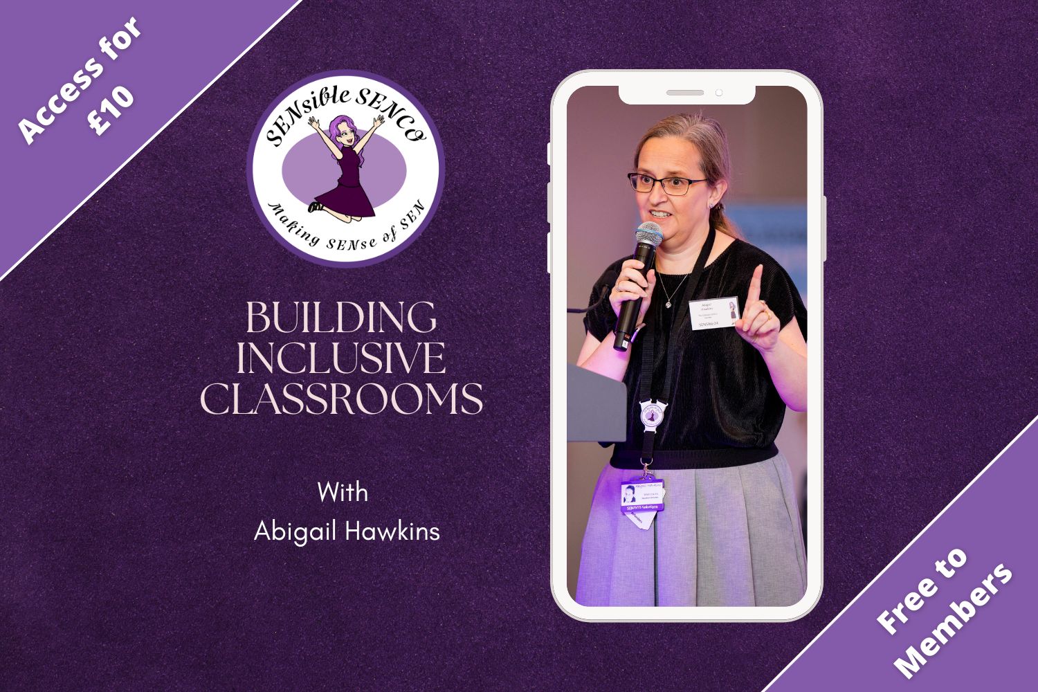 Abigail Hawkins presenting a SENCO training session on building inclusive classrooms, discussing strategies for inclusive education with a focus on relationships and relevance.