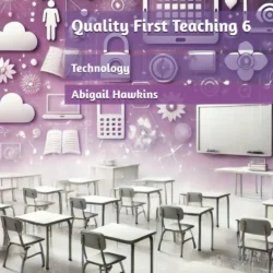 Cover of 'QFT 6 – Technology' from the Quality First Teaching series. The design features a modern digital theme with technology-related graphics, including icons representing assistive tools, AI, and digital learning. The title is prominently displayed in bold text, aligning with the series’ signature purple aesthetic.