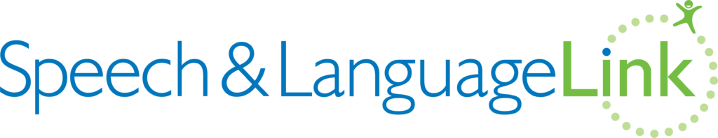 Speech & Language Links Logo in blue and lime green