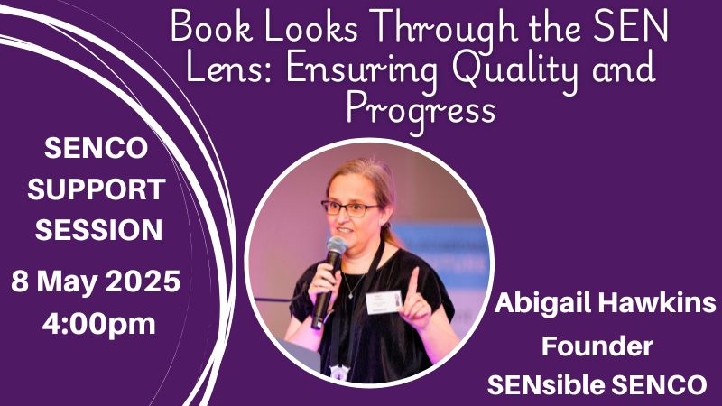 9 Abigail Hawkins – Book Looks Through the SEN Lens_ Ensuring Quality and Progress Abigail Hawkins presenting the 'Book Looks Through the SEN Lens' webinar, examining pupil workbooks to ensure inclusive practice and progress for SEND learners.