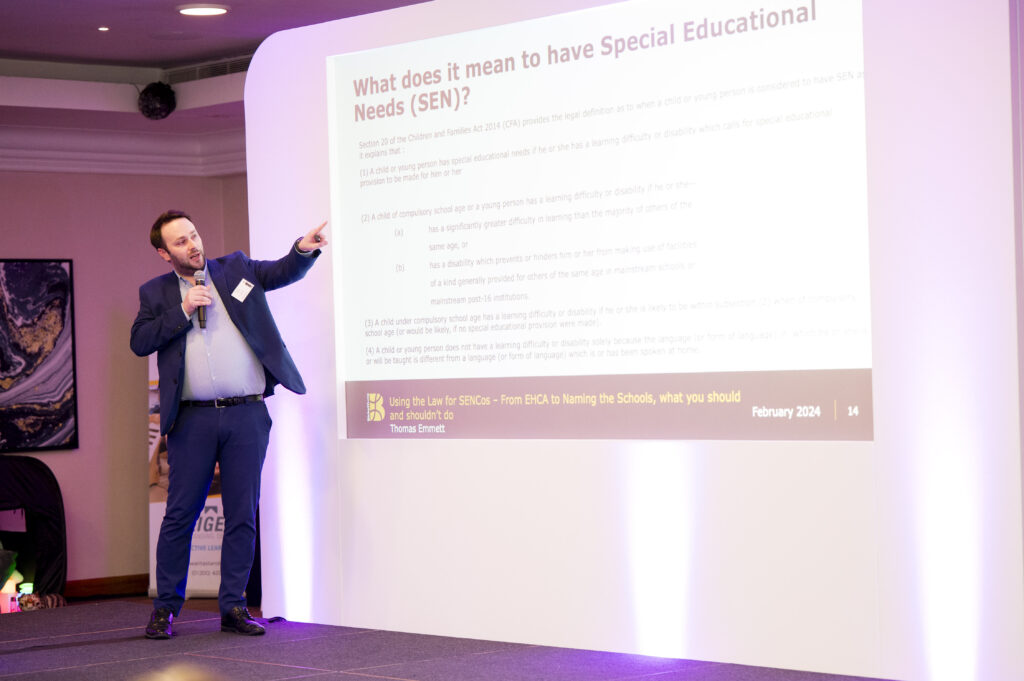 Thomas delivering a session on SEND Legal for SENCOs at our SENsible24 Conference