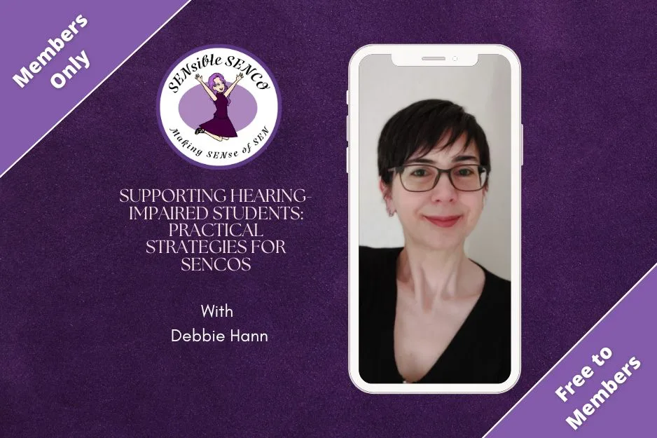 Teacher of the Deaf, Debbie Hann, delivering a webinar on effective strategies to support hearing-impaired students in mainstream classrooms, covering communication techniques, assistive technology, and inclusive teaching methods.