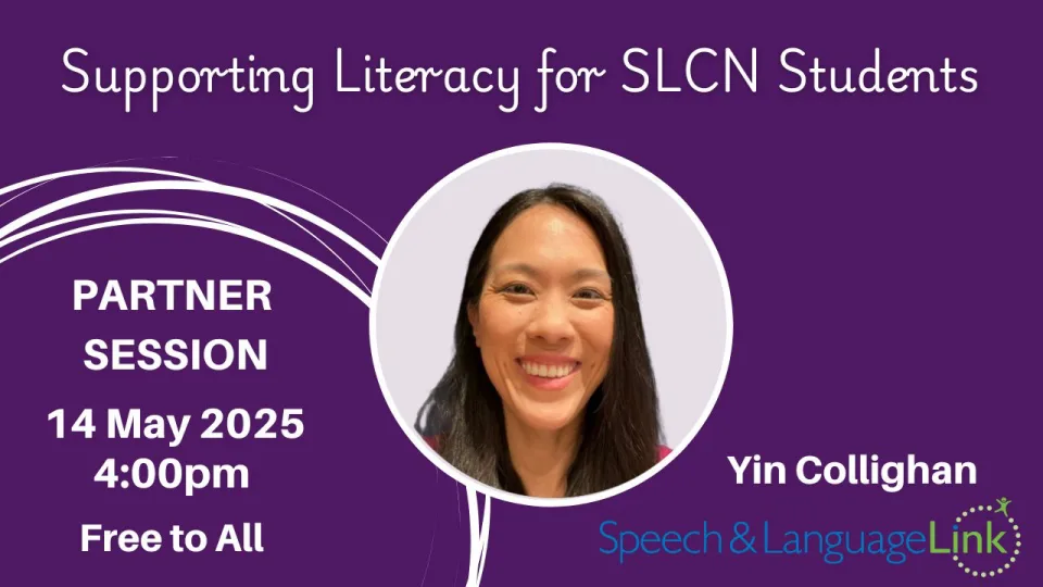 Partner speaker presenting strategies to support literacy for pupils with speech, language and communication needs